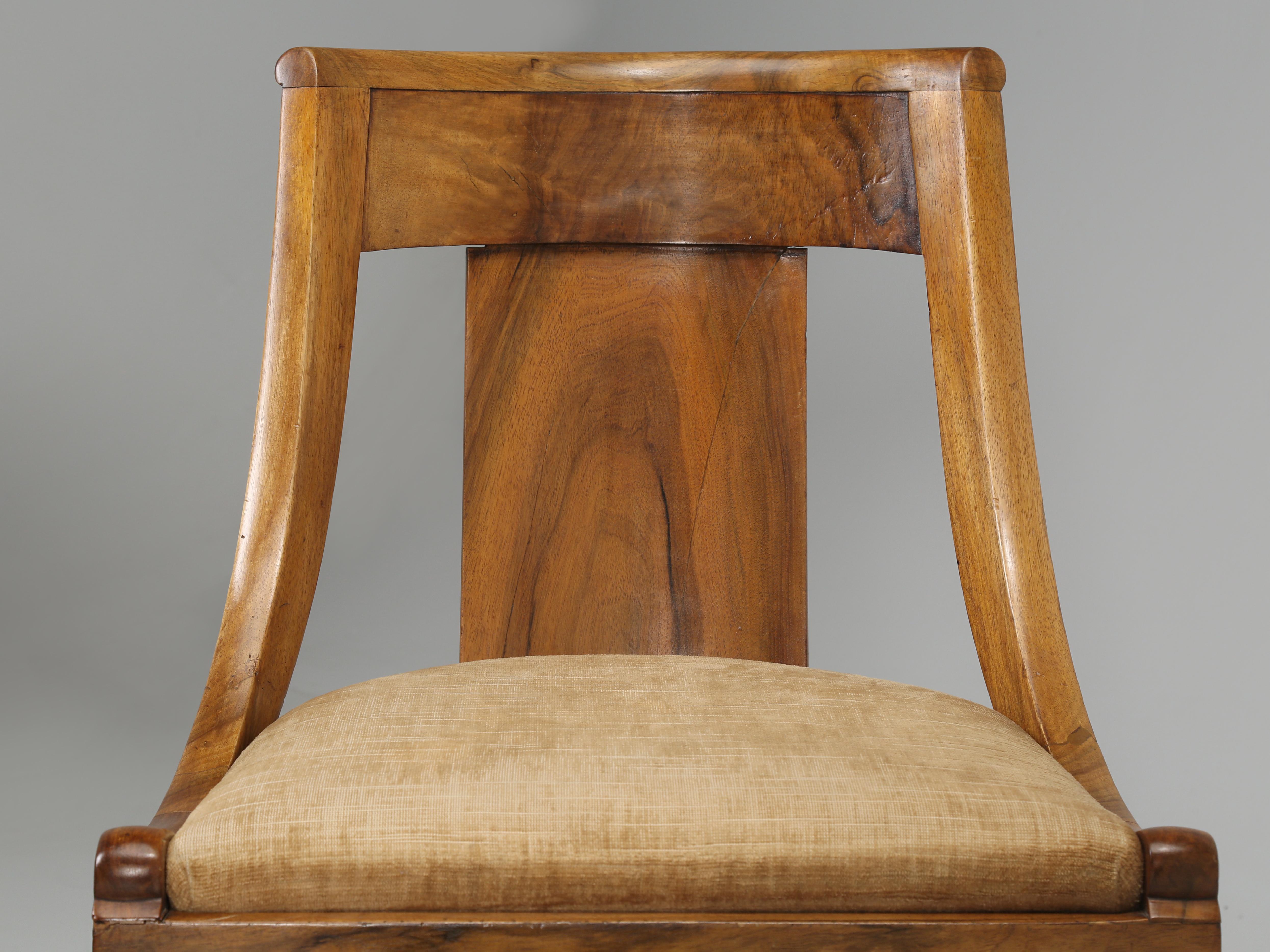 Late 19th Century Antique French Empire Style Walnut Barrel-Back Chairs Restored in France