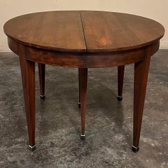 Antique French Empire Style Walnut Dining Table with Leaf