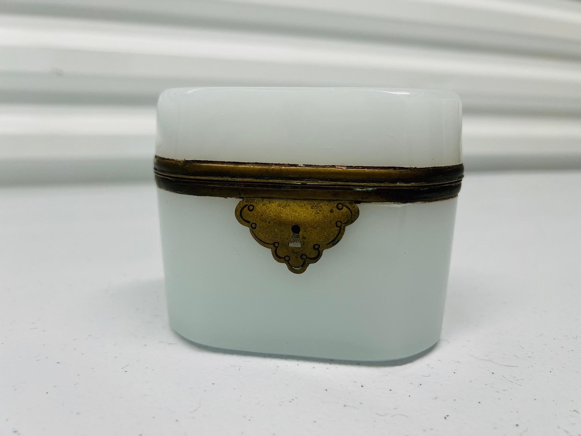 Empire Revival Antique French Empire Style White Opaline Hinged Box For Sale