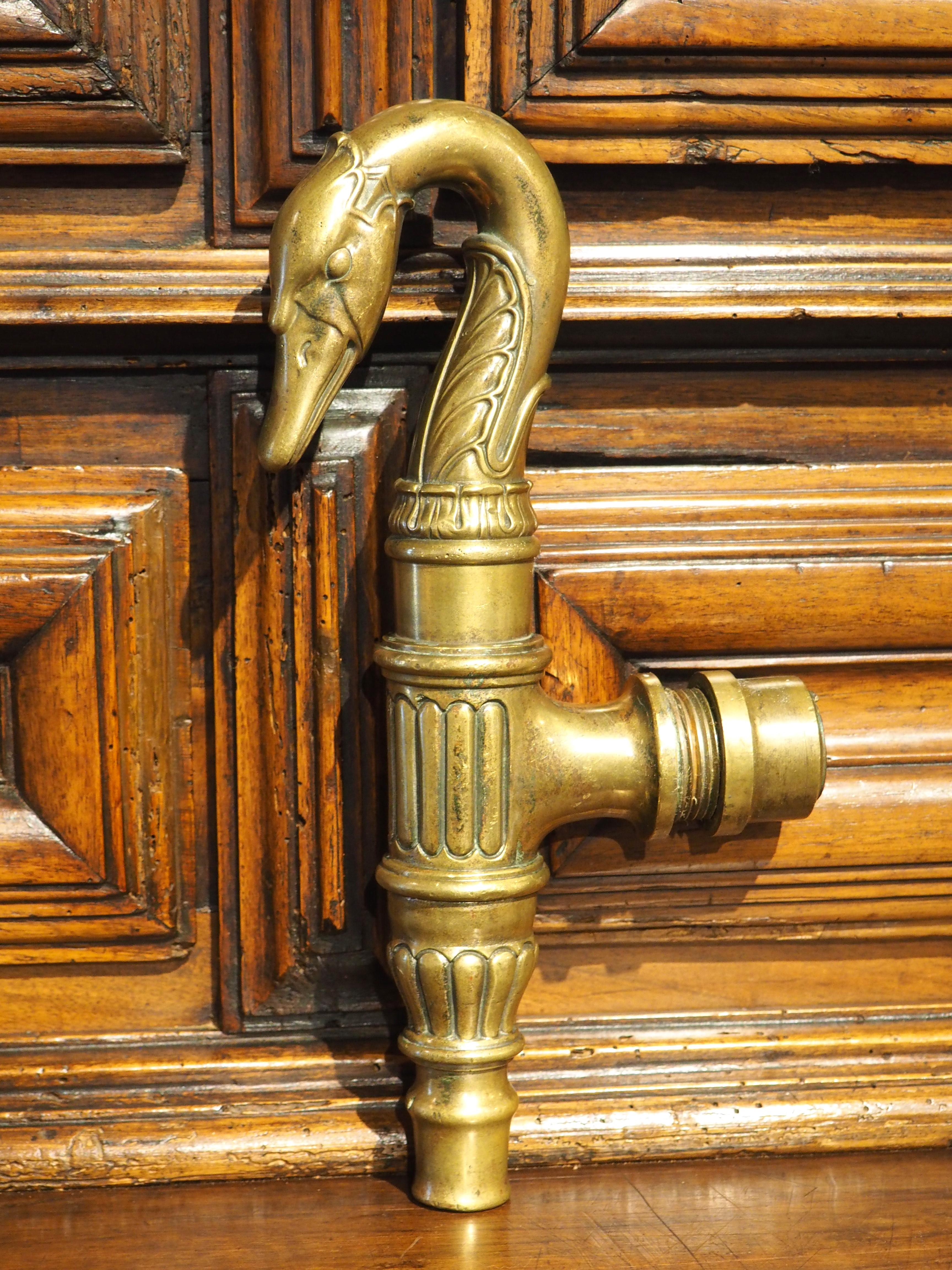 Early 19th Century Antique French Empire Swan Faucet, Circa 1820 For Sale