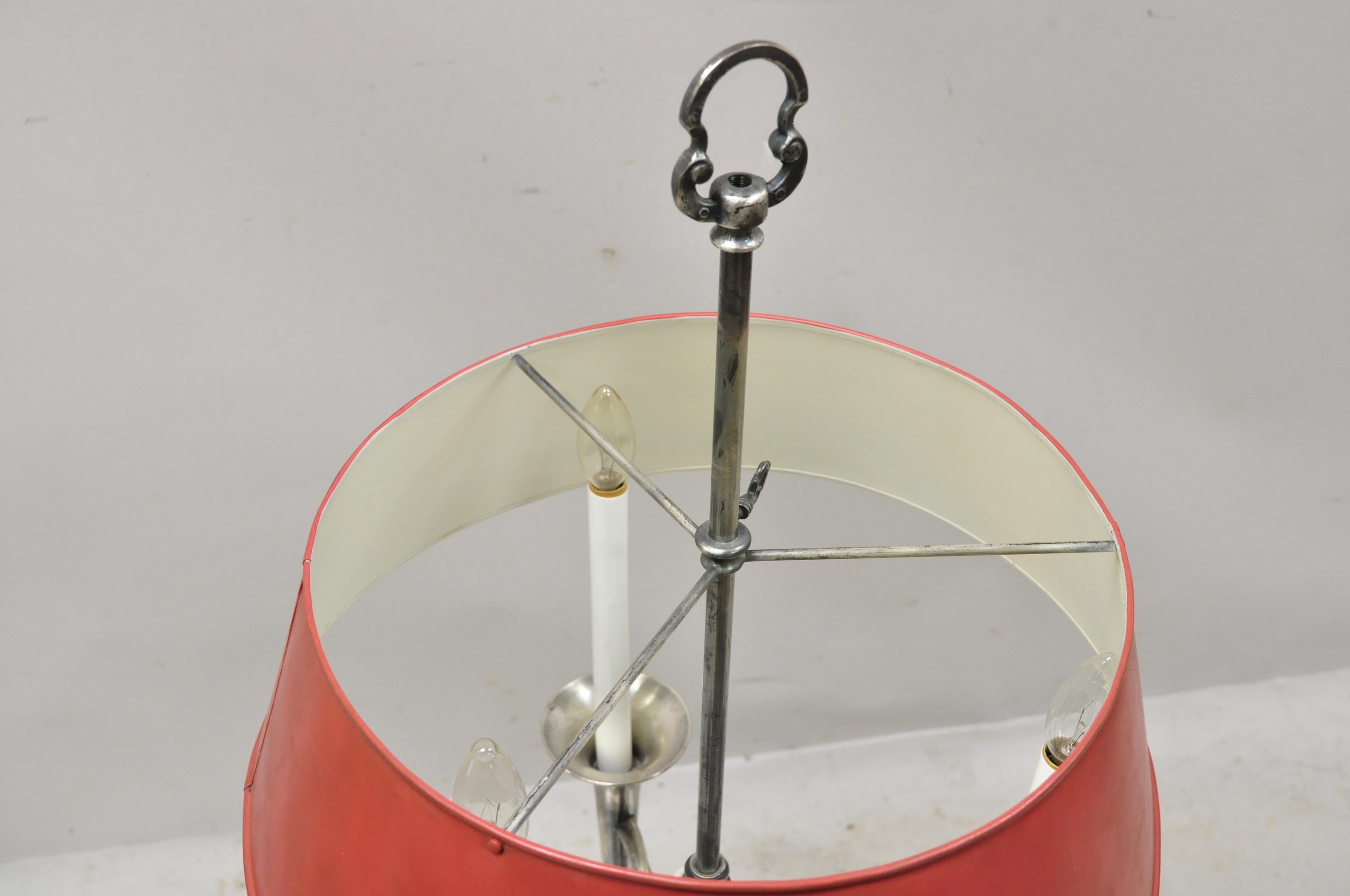 Métal Ancienne lampe de bureau bouillotte française Empire à bras trompette en métal nickelé avec abat-jour en forme de trompette en vente
