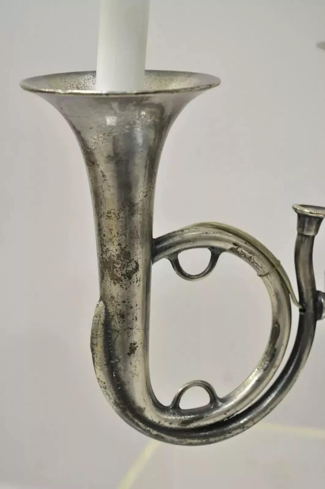 Sconosciuto Antique French Empire Trumpet Arm Tole Metal Shade Nickel Bouillotte Desk Lamp in vendita