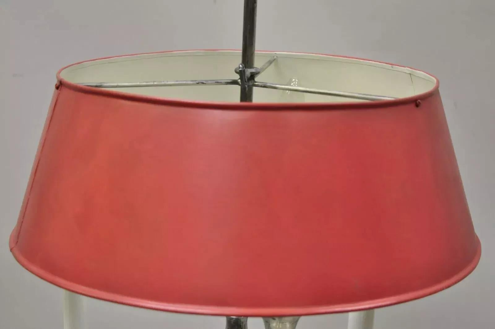 Antique French Empire Trumpet Arm Tole Metal Shade Nickel Bouillotte Desk Lamp In condizioni buone in vendita a Philadelphia, PA