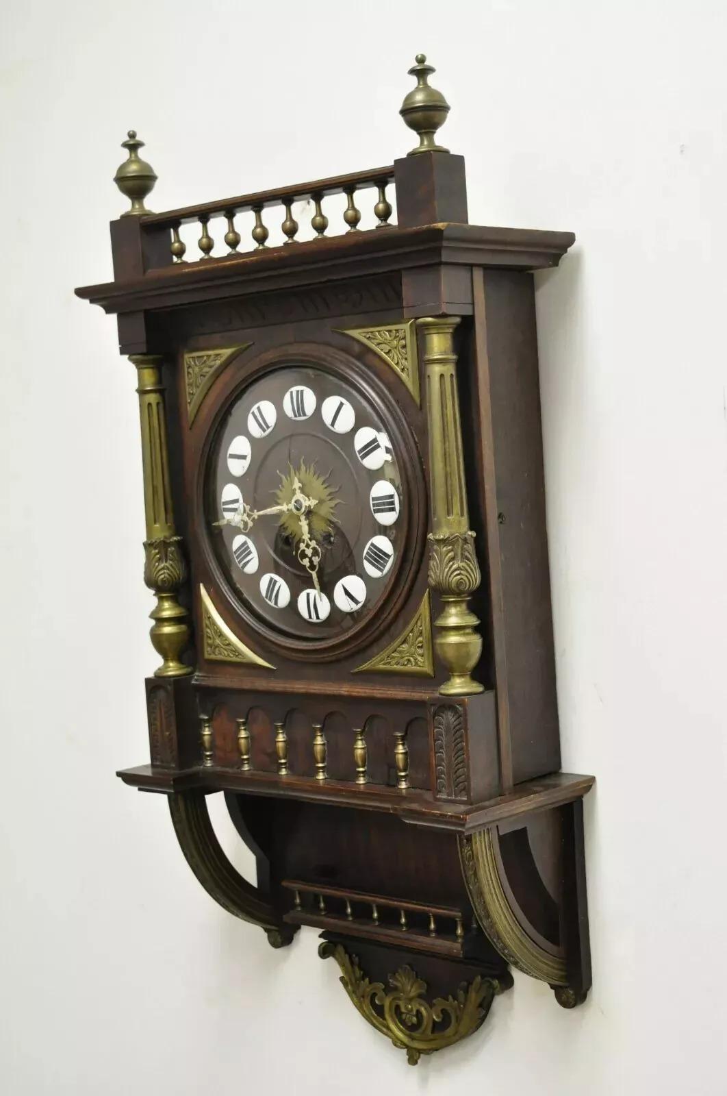 Antique French Empire Victorian Bronze Ormolu Walnut Vatican Wall Clock. Item features a glass dome front and bronze ormolu. Has not been tested. Circa Late 19th Century. Measurements: 34
