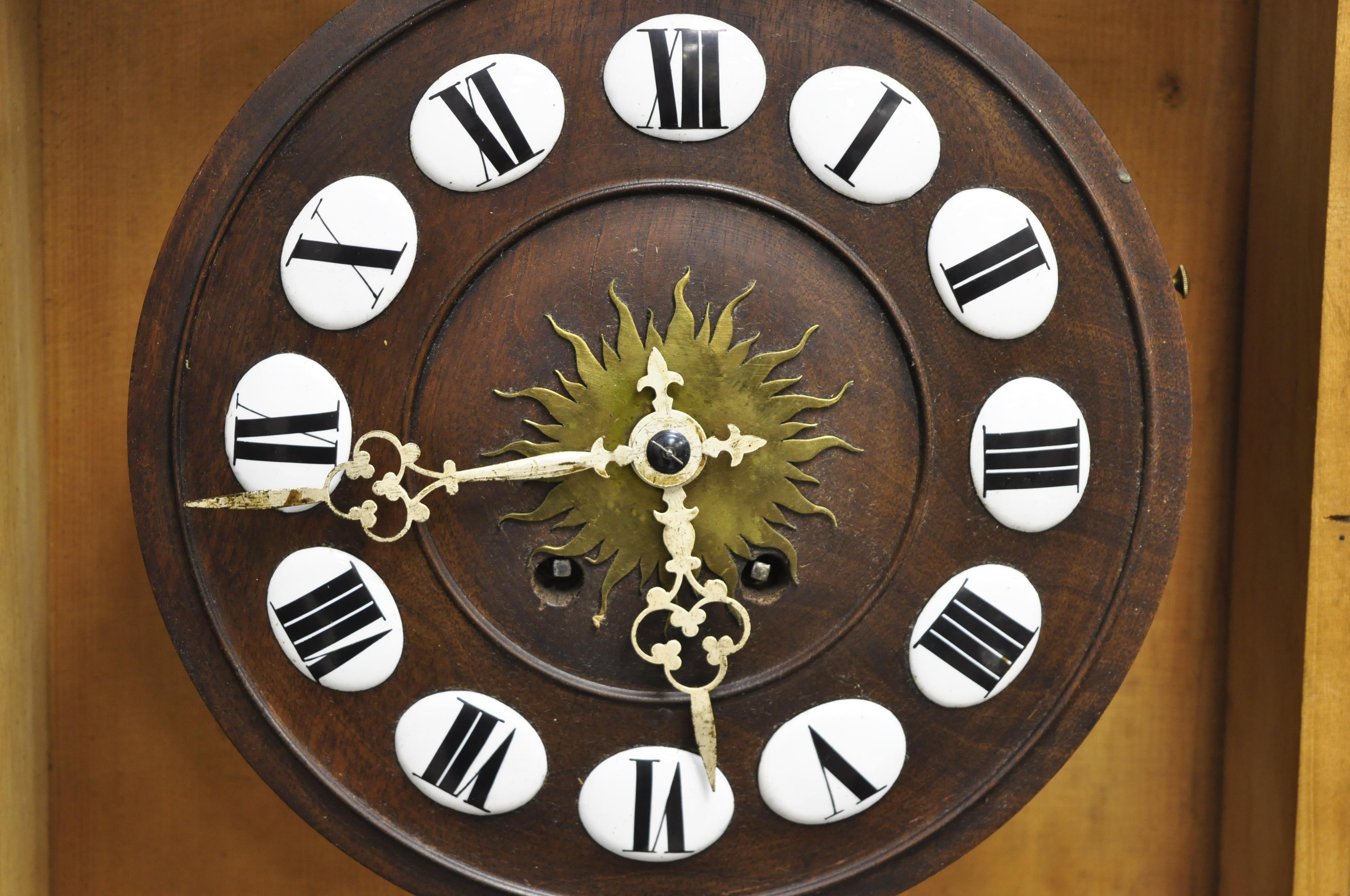 Antique French Empire Victorian Bronze Ormolu Walnut Vatican Wall Clock For Sale 1