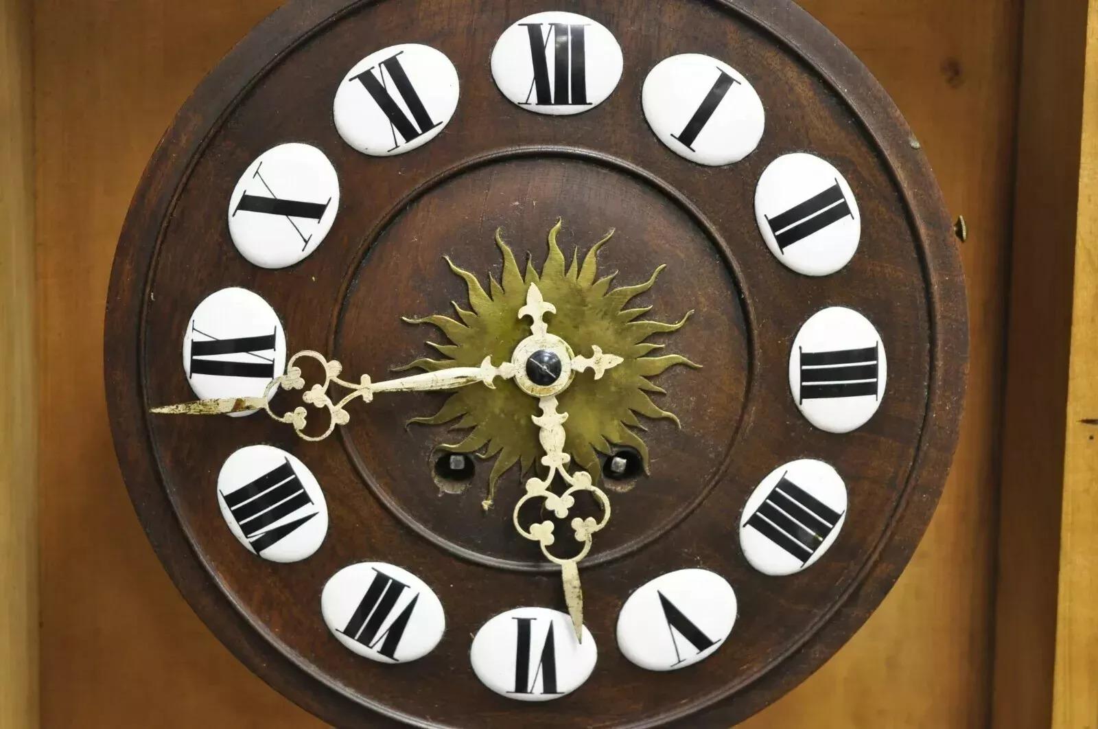 19th Century Antique French Empire Victorian Bronze Ormolu Walnut Vatican Wall Clock For Sale