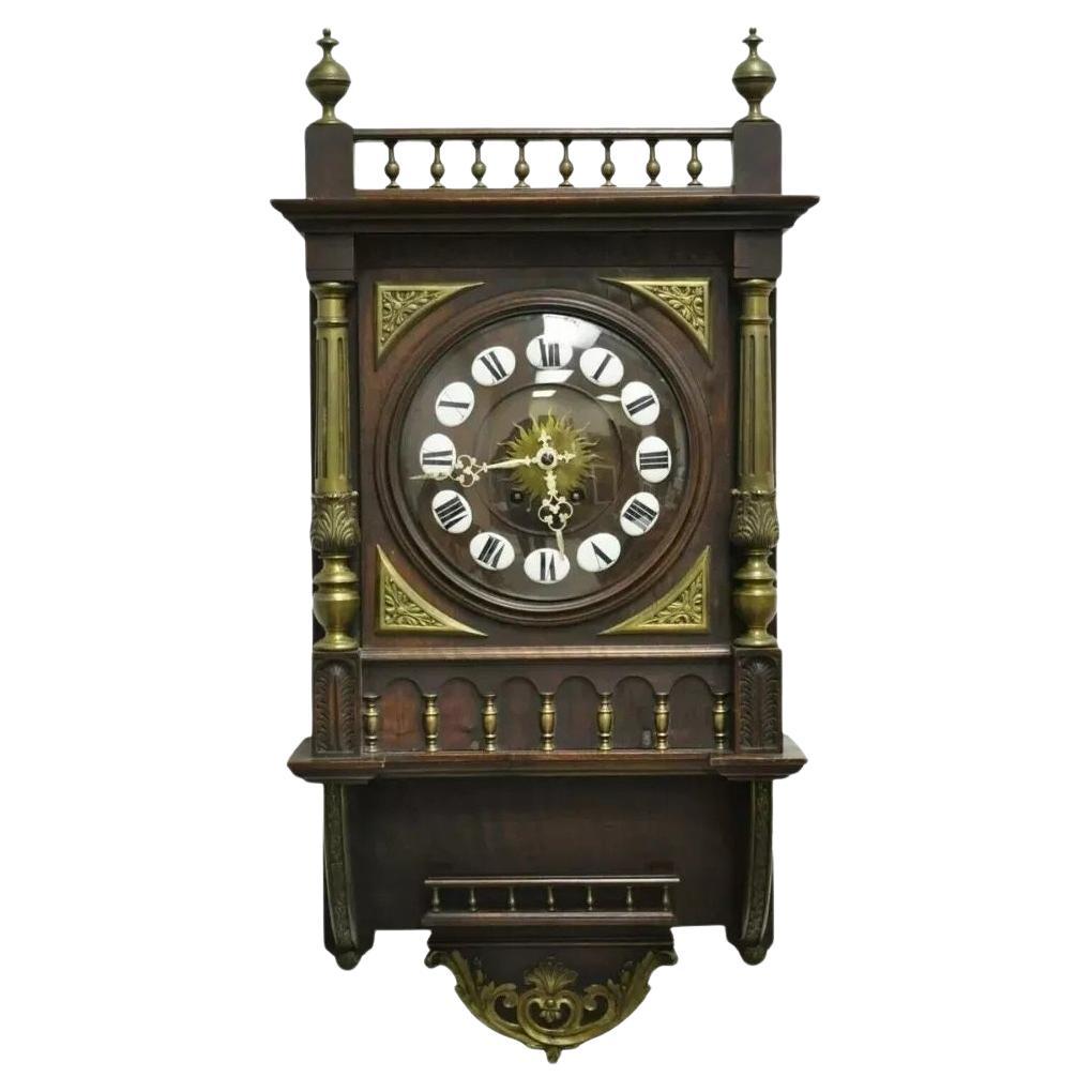 Antique French Empire Victorian Bronze Ormolu Walnut Vatican Wall Clock For Sale