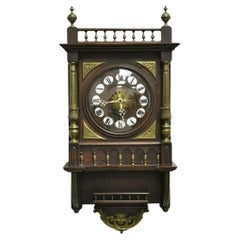 Antique French Empire Victorian Bronze Ormolu Walnut Vatican Wall Clock