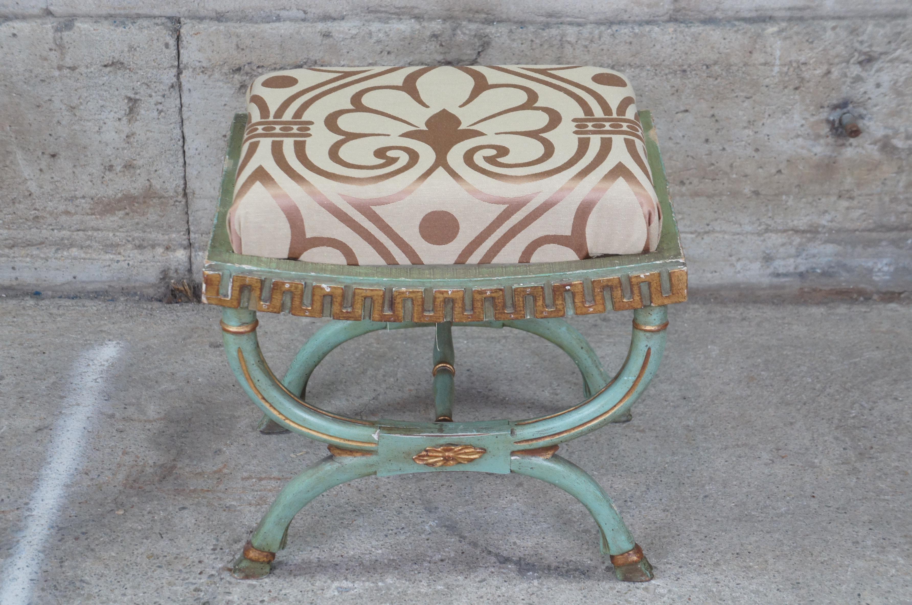 Antique French Empire x Bench Seat Footrest Stool Ottoman Vanity Boho Chic In Good Condition In Dayton, OH