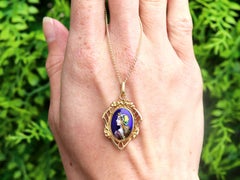 Antique French Enamel and 18k Yellow Gold Pendant