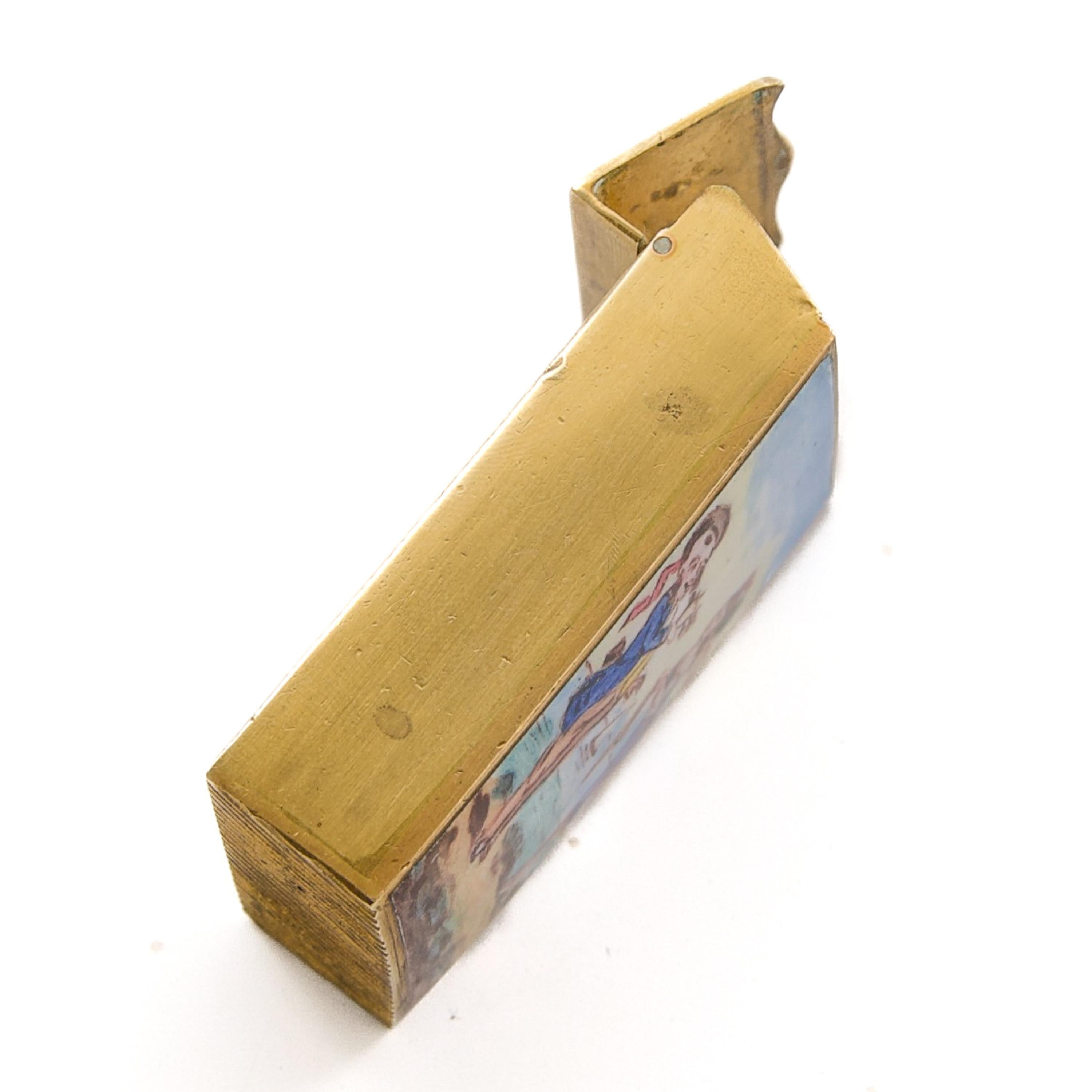 Antique French Enamel and Gilt Brass Vesta Case, circa 1880 For Sale 8