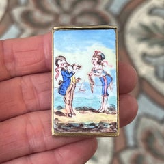 Antique French Enamel and Gilt Brass Vesta Case, circa 1880