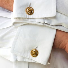 Boutons de manchette anciens en émail français et or, vers 1915