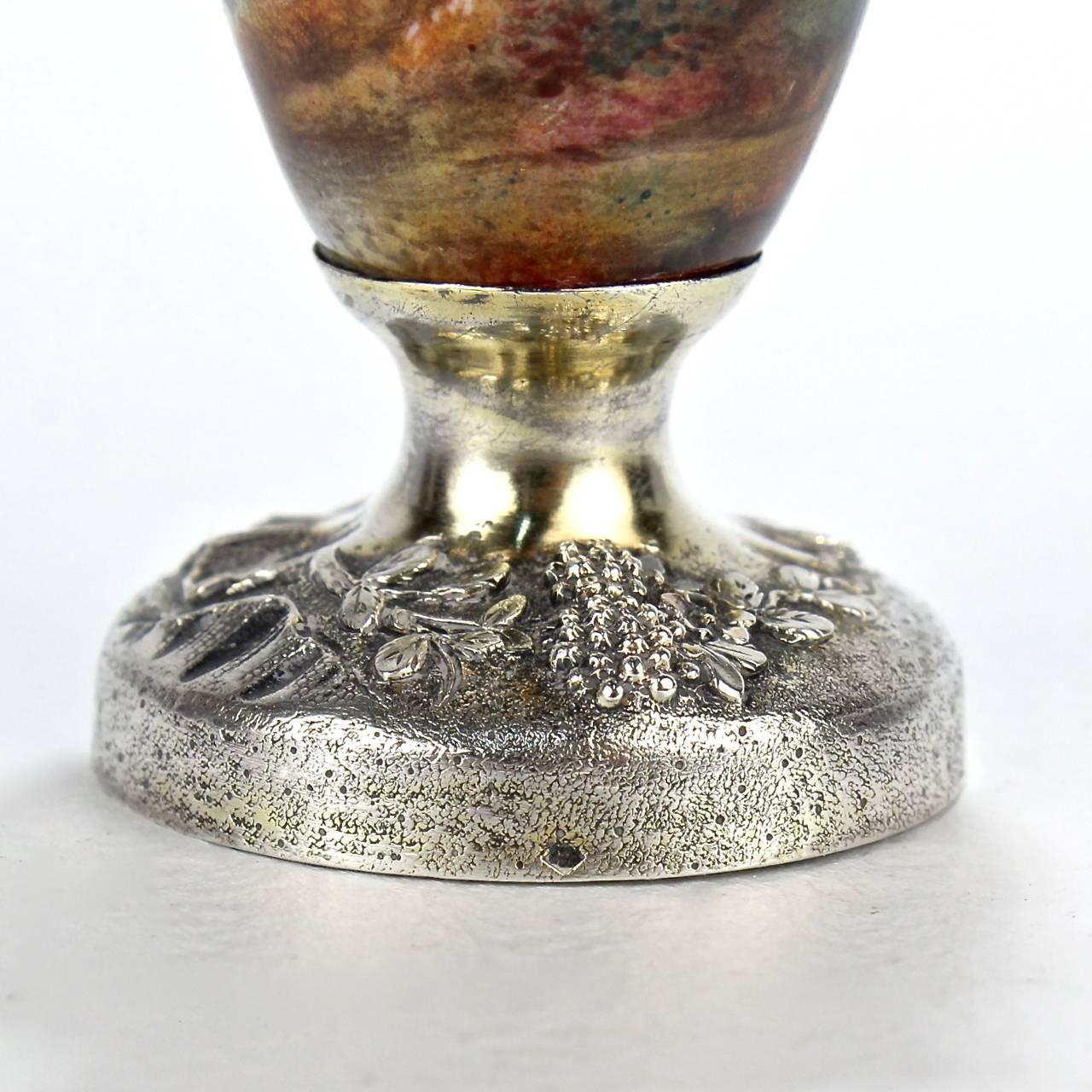 Antike französische Emaille und Sterling Silber Miniature Kabinett Vase im Angebot 4