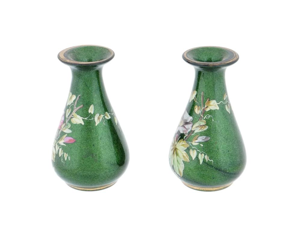 Art nouveau Vases d'art français anciens en verre émaillé attribués à Joye en vente