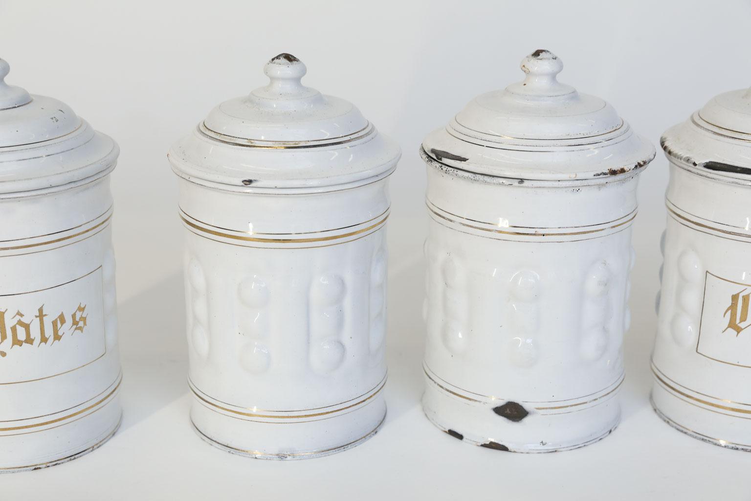 20th Century Antique French Enamel Canister Set