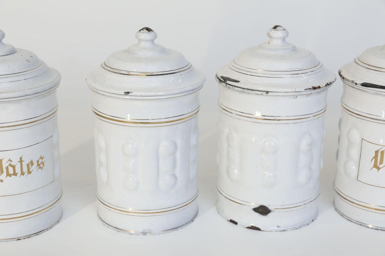 Antique French Enamel Canister Set at 1stDibs vintage french enamel