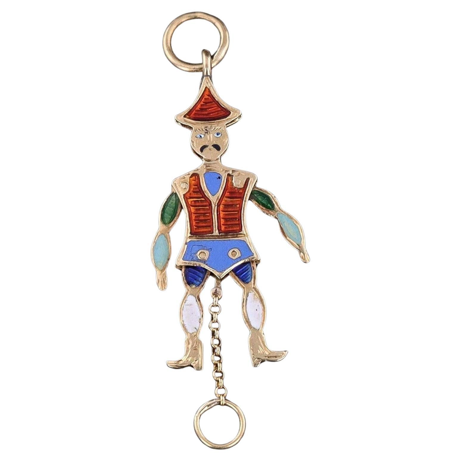 Antique French Enamel Charm of 18k Gold