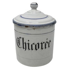 Antique French Enamel Chicoree Canister, circa 1920