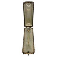 Antique French Enamel Diamond Stick Pin with Box