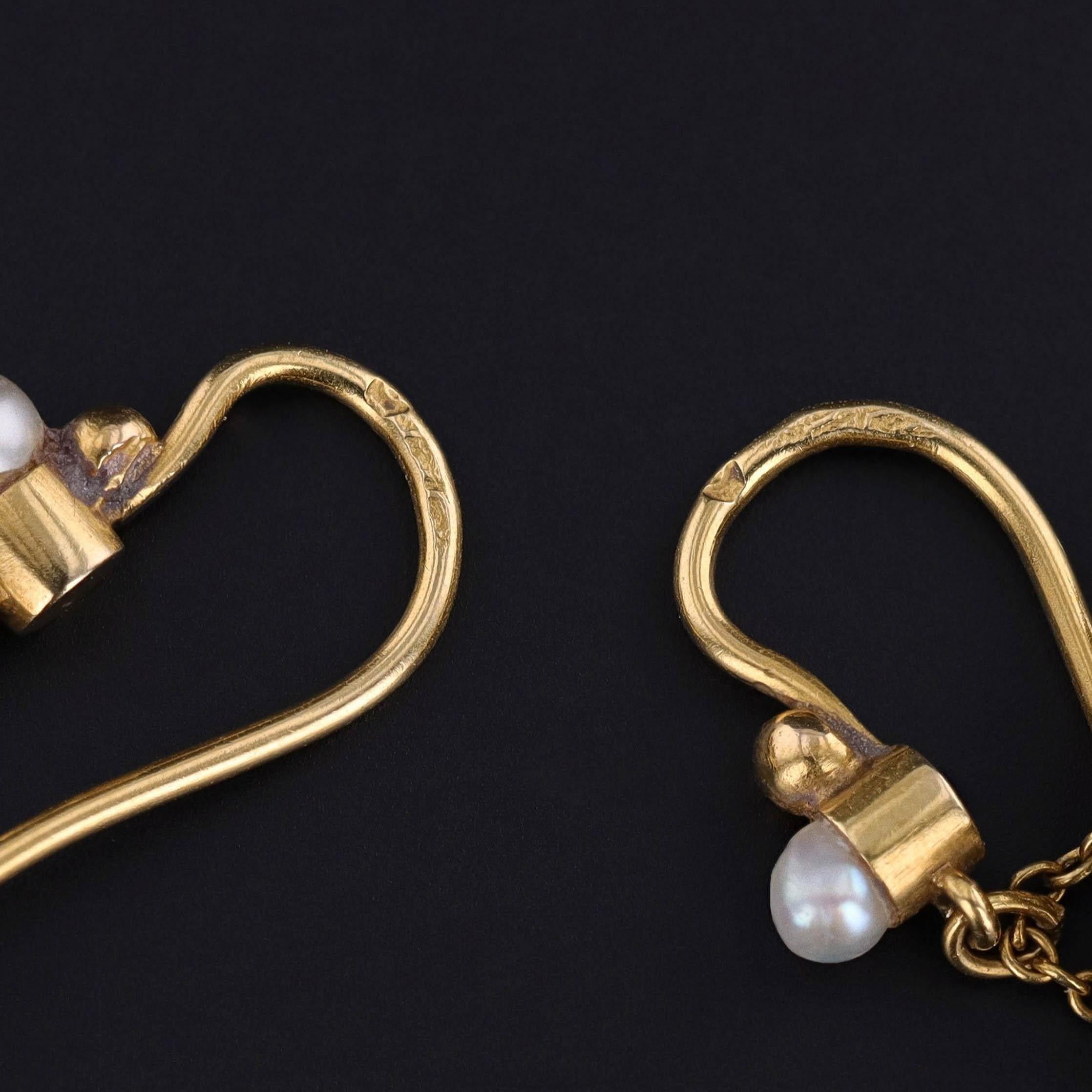 Antique French Orecchini a fiore con smalto in oro 18k In condizioni ottime in vendita a Lewisburg, PA