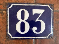 Antique French Enamel House Number Plaque, Blue and White, Circa 1900