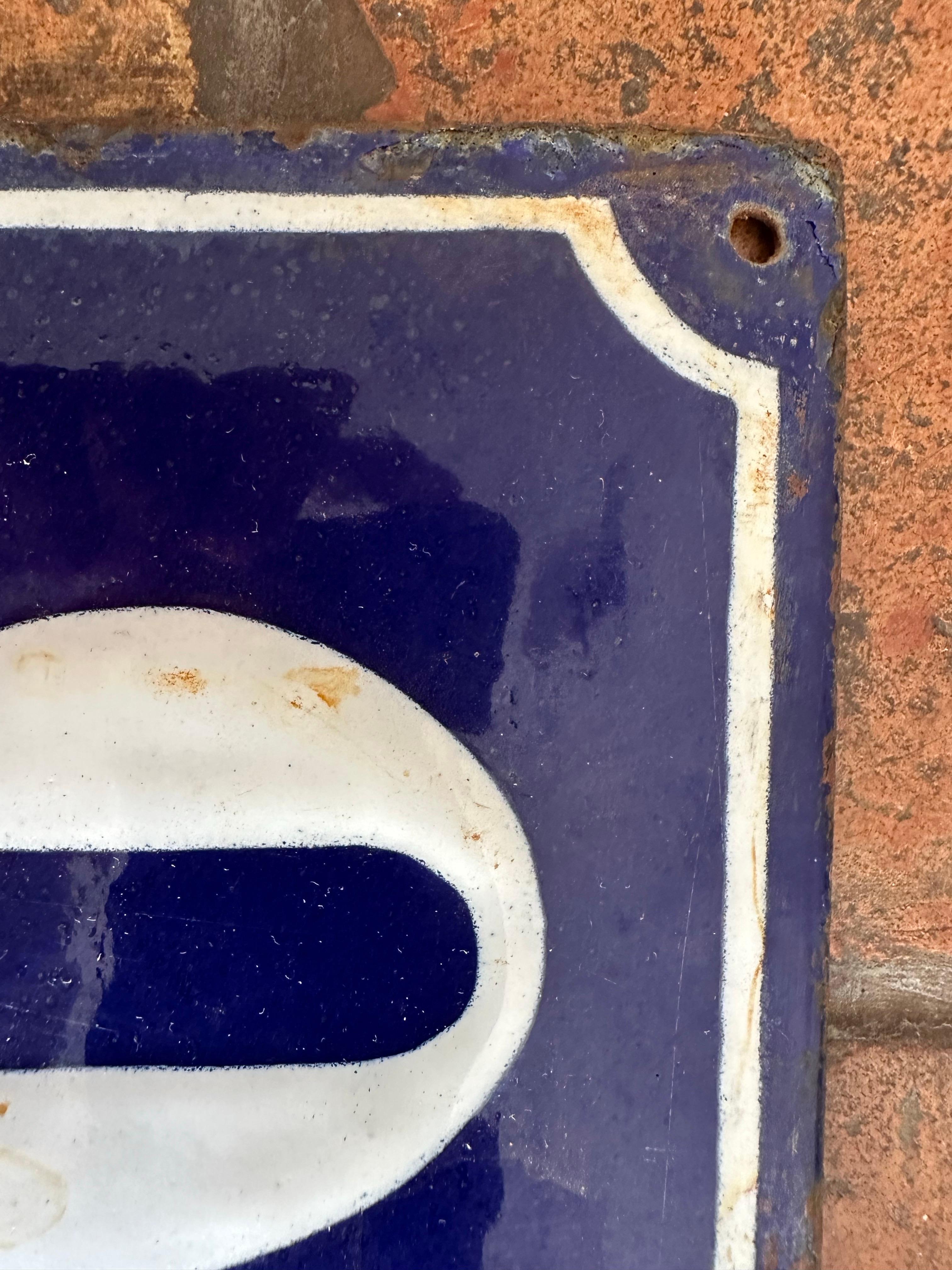 Early 20th Century Antique French Enamel House Number Plaque, Blue and White, Circa 1900 For Sale