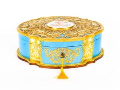 Antique French Enamel Ormolu and Mother of Pearl Jewelry Casket, 19th Century