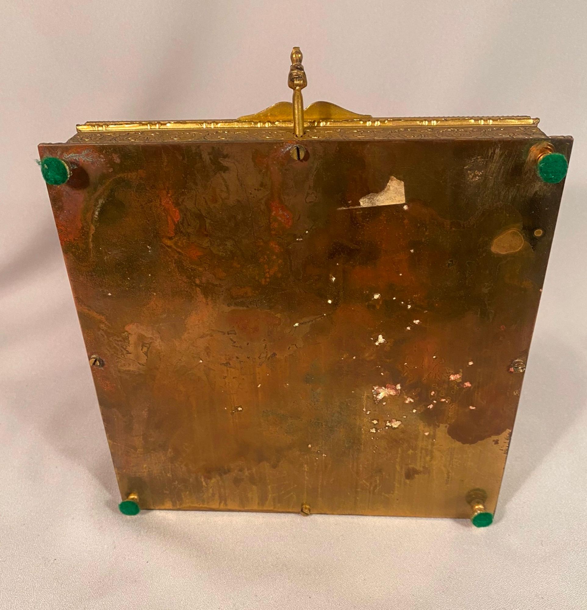 Antique French Enamel Signed Garnet Gilt Bronze Table Jewelry Box For Sale 4