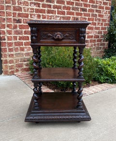 Antique French End Table Side Cabinet Nightstand Barley Twist Pedestal 19th C