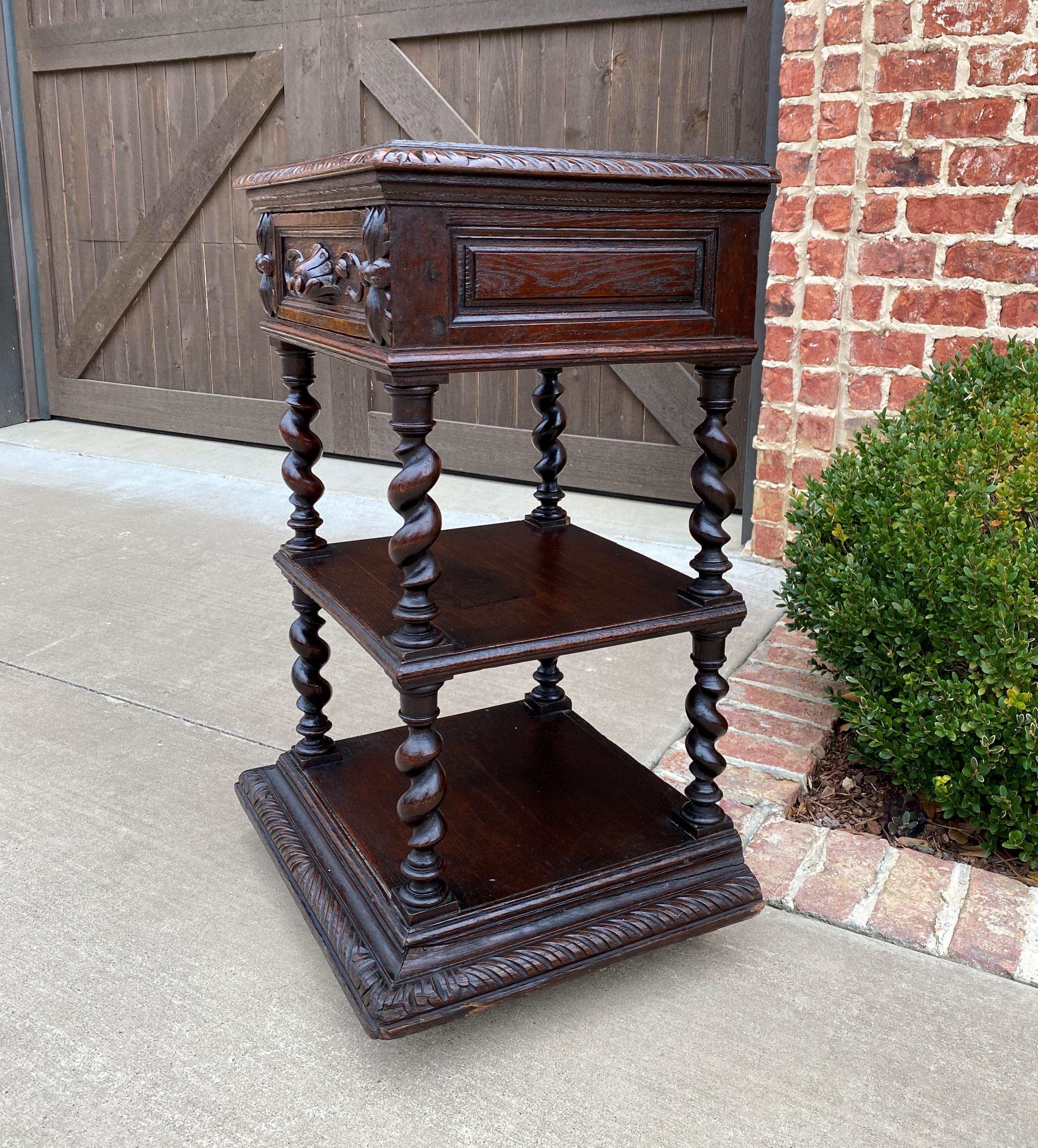 Antique French End Table Side Nightstand Barley Twist Pedestal
