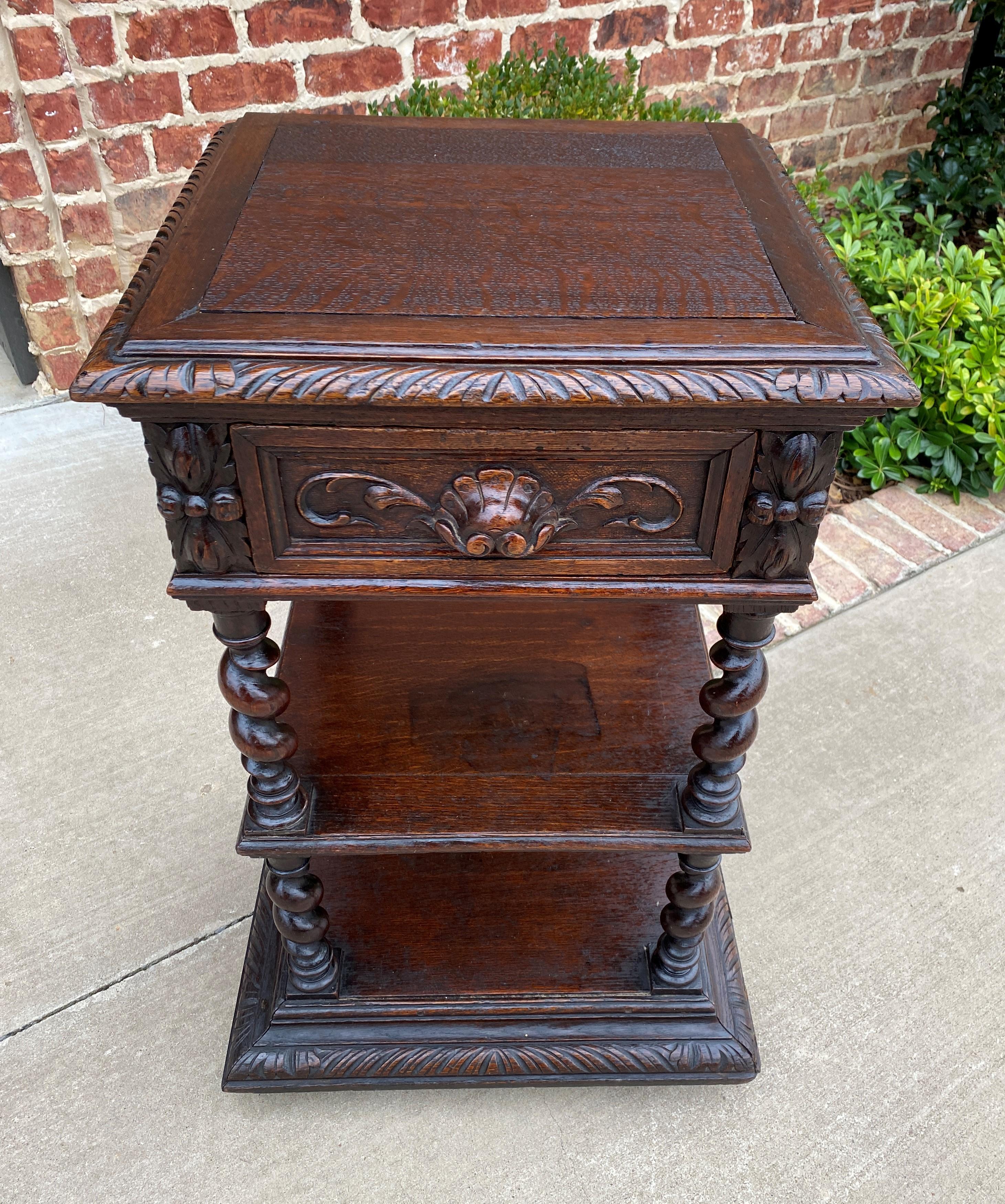 Antique French End Table Side Nightstand Barley Twist Pedestal