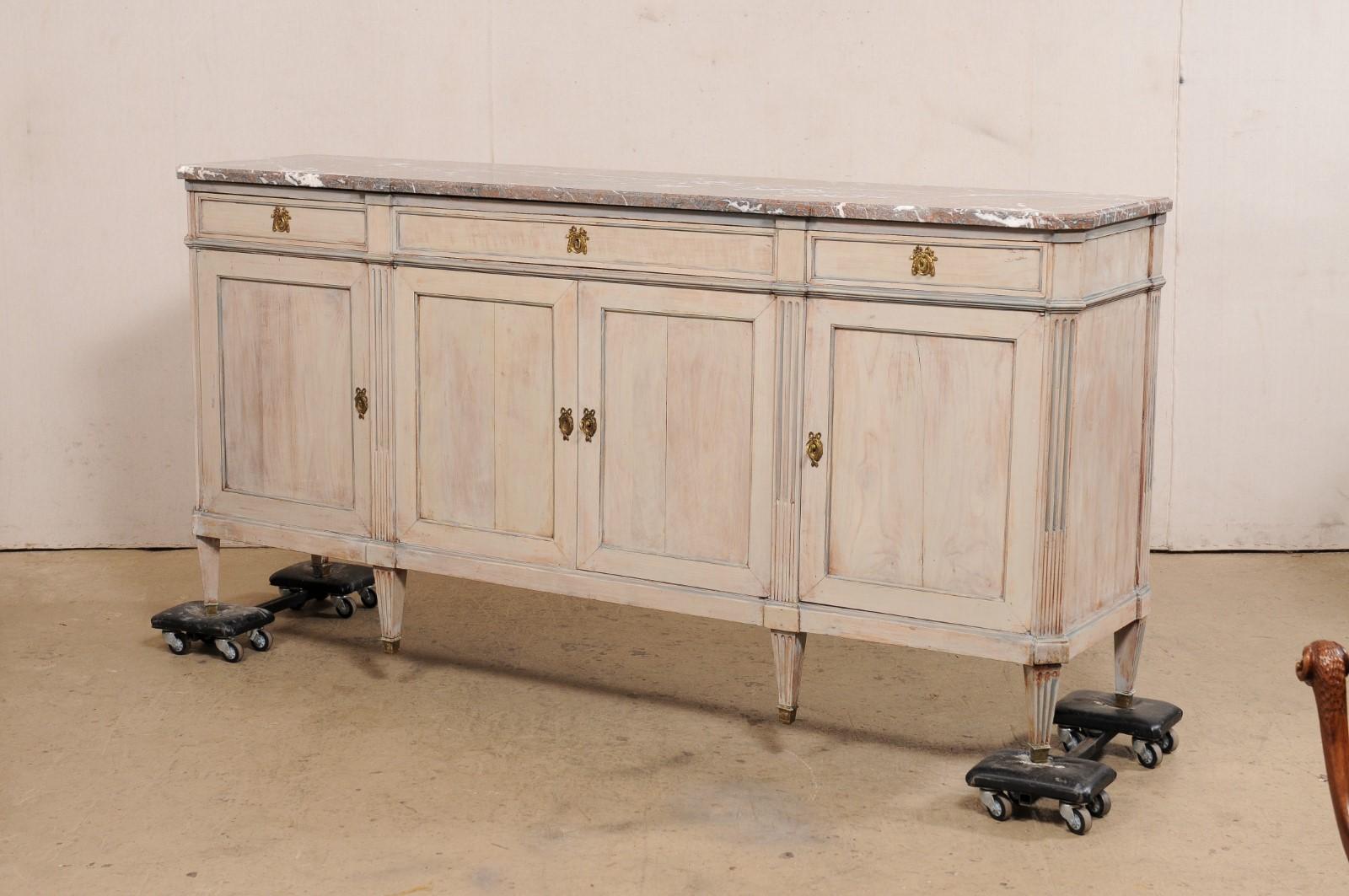 Antique French Enfilade Buffet with its Original Marble Top, 7 Ft. Long 6