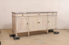 Antique French Enfilade Buffet with its Original Marble Top, 7 Ft. Long