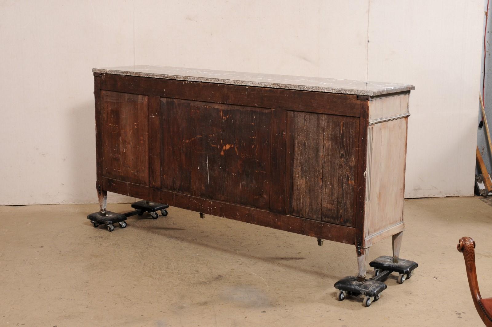 Antique French Enfilade Buffet with its Original Marble Top, 7 Ft. Long For Sale 2