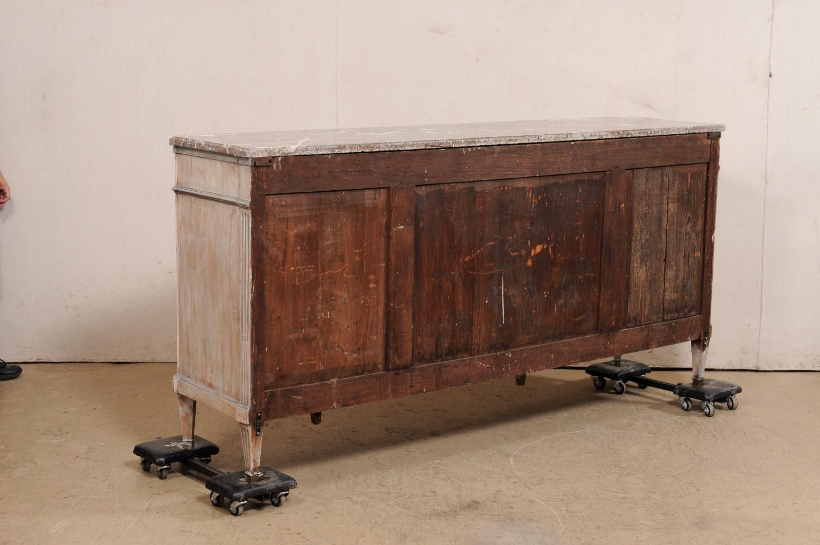 Antique French Enfilade Buffet with its Original Marble Top, 7 Ft. Long For Sale 4