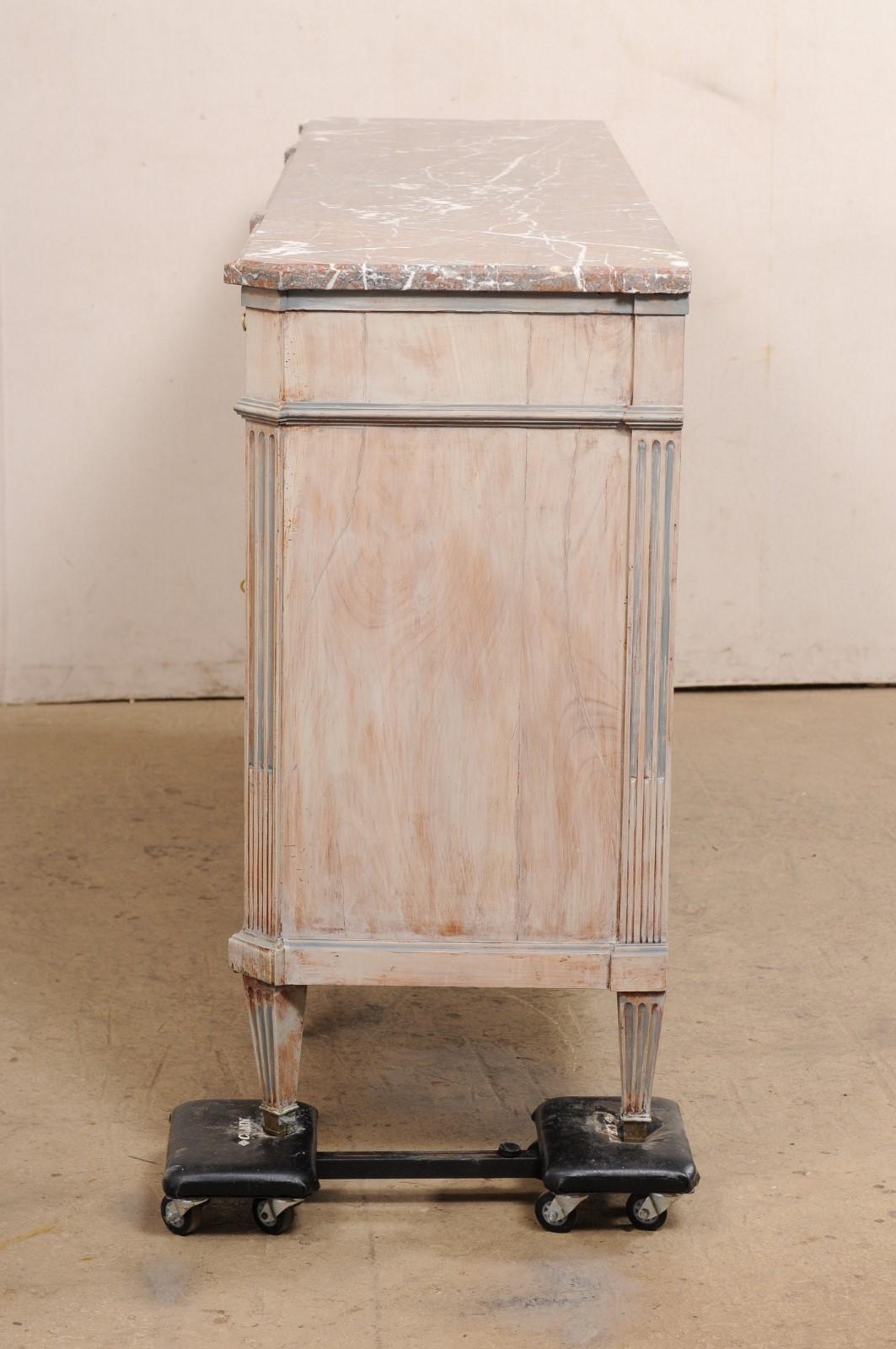 Antique French Enfilade Buffet with its Original Marble Top, 7 Ft. Long For Sale 5
