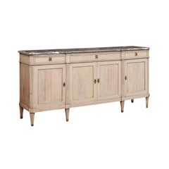 Antikes französisches Enfilade-Buffet mit Original-Marmorplatte, 7 Ft. Lang