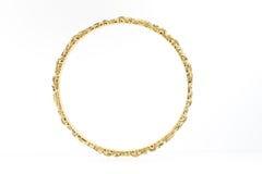 Antique French Engraved Solid 18 Karat Yellow Gold Bangle with Daisies
