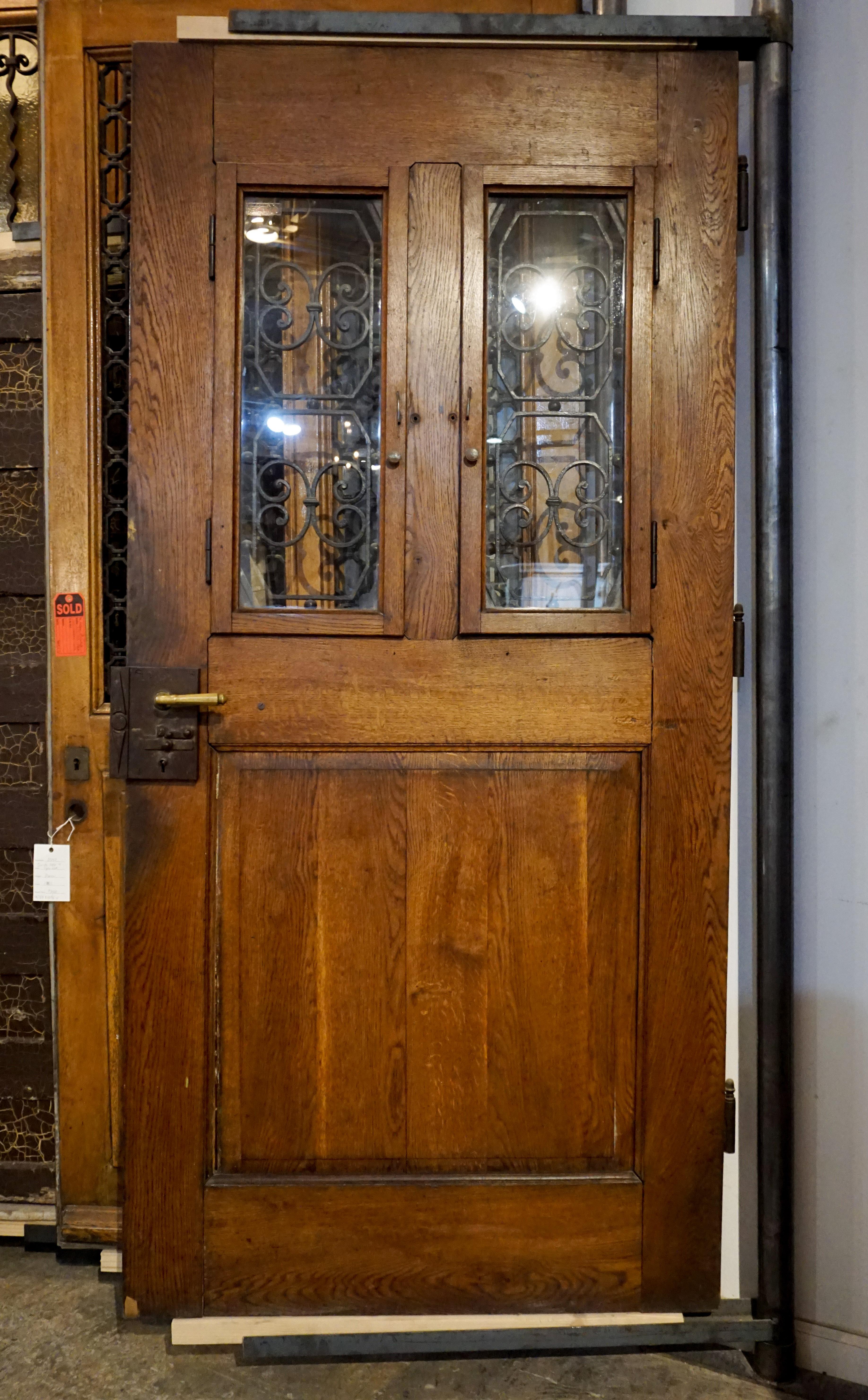 Oak Antique French Entry Door, circa 1890