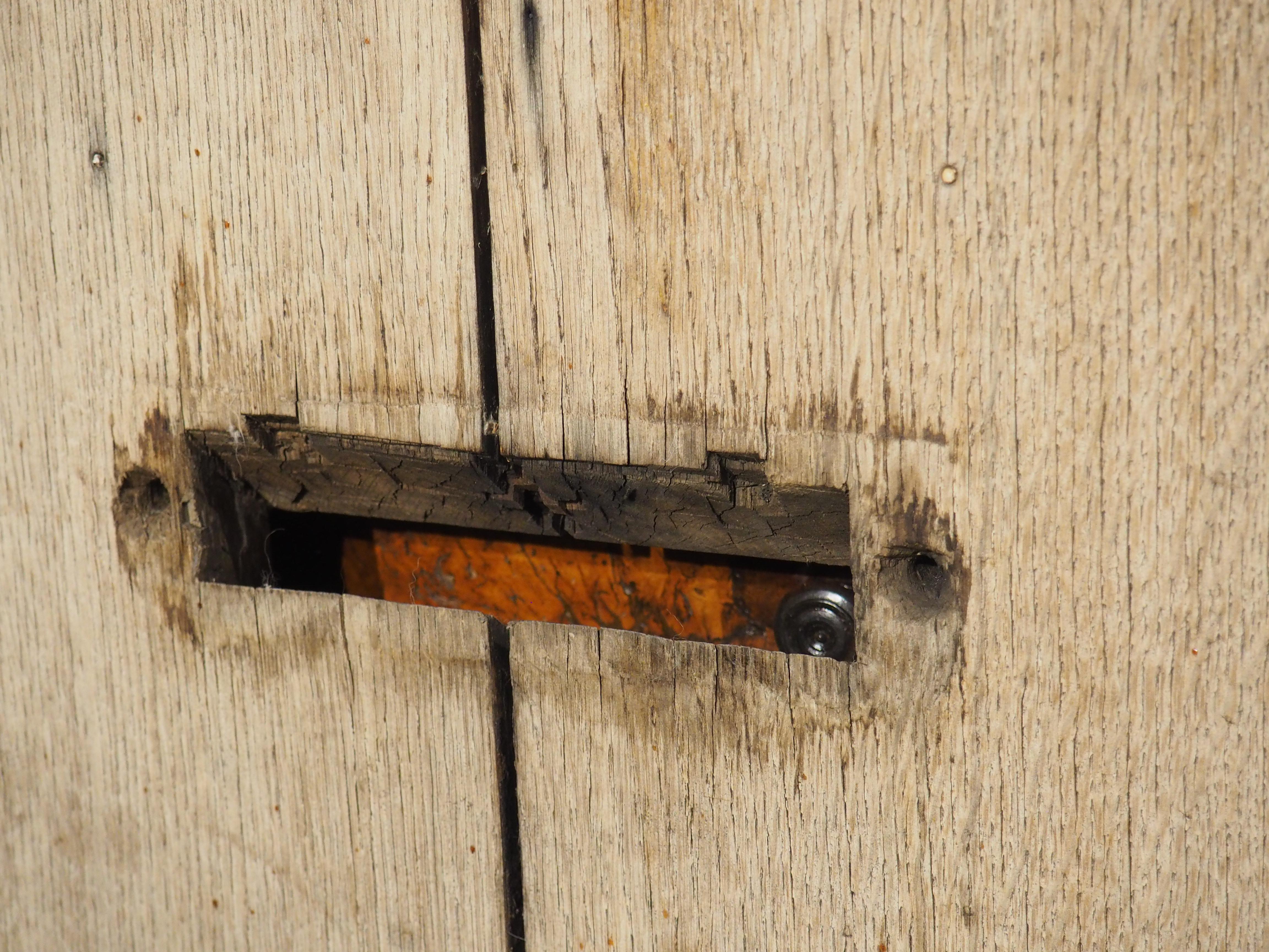 Antique French Entry Door with Original Frame in Weathered Oak, Circa 1880 For Sale 7