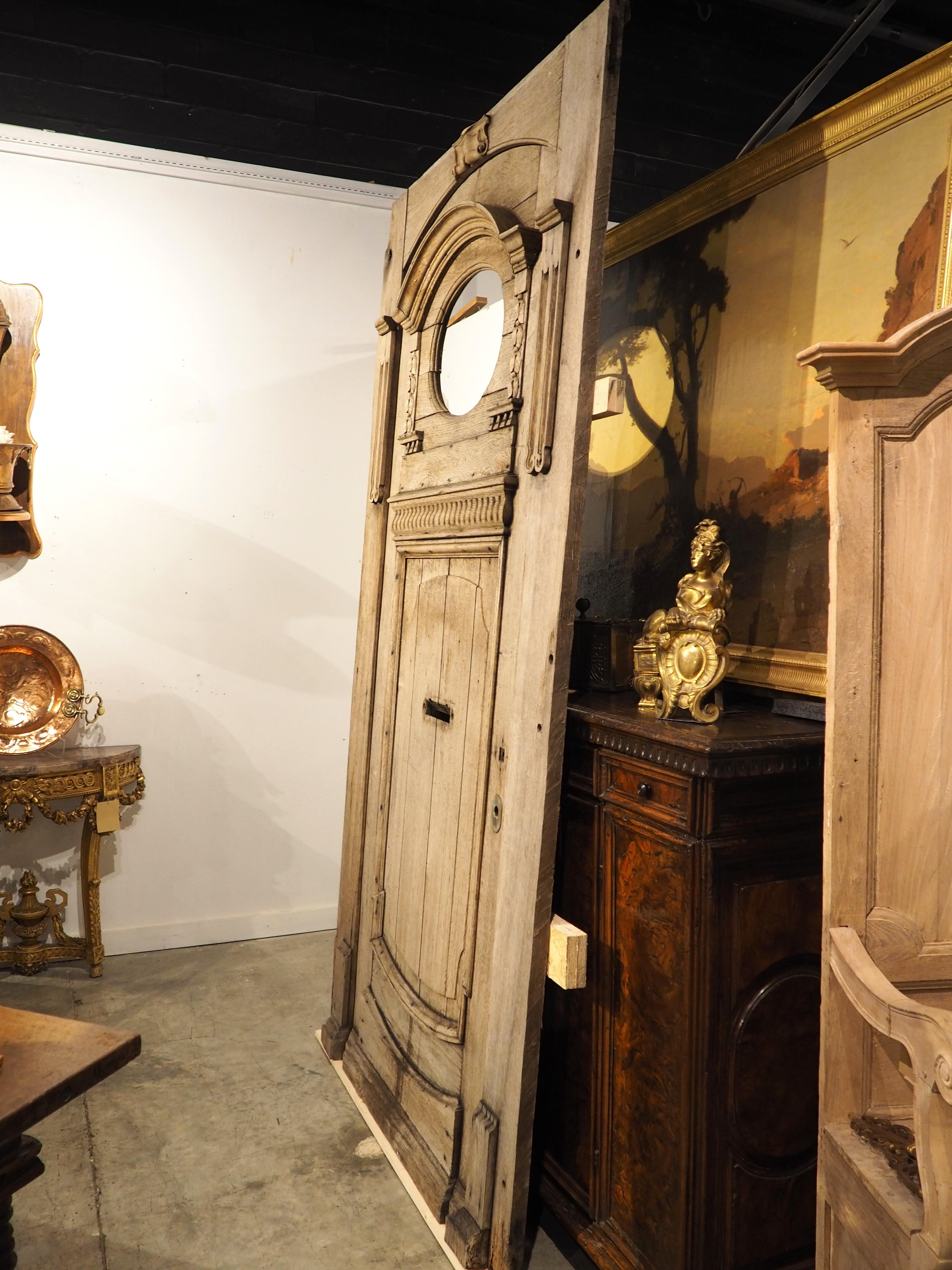 Antique French Entry Door with Original Frame in Weathered Oak, Circa 1880 For Sale 8