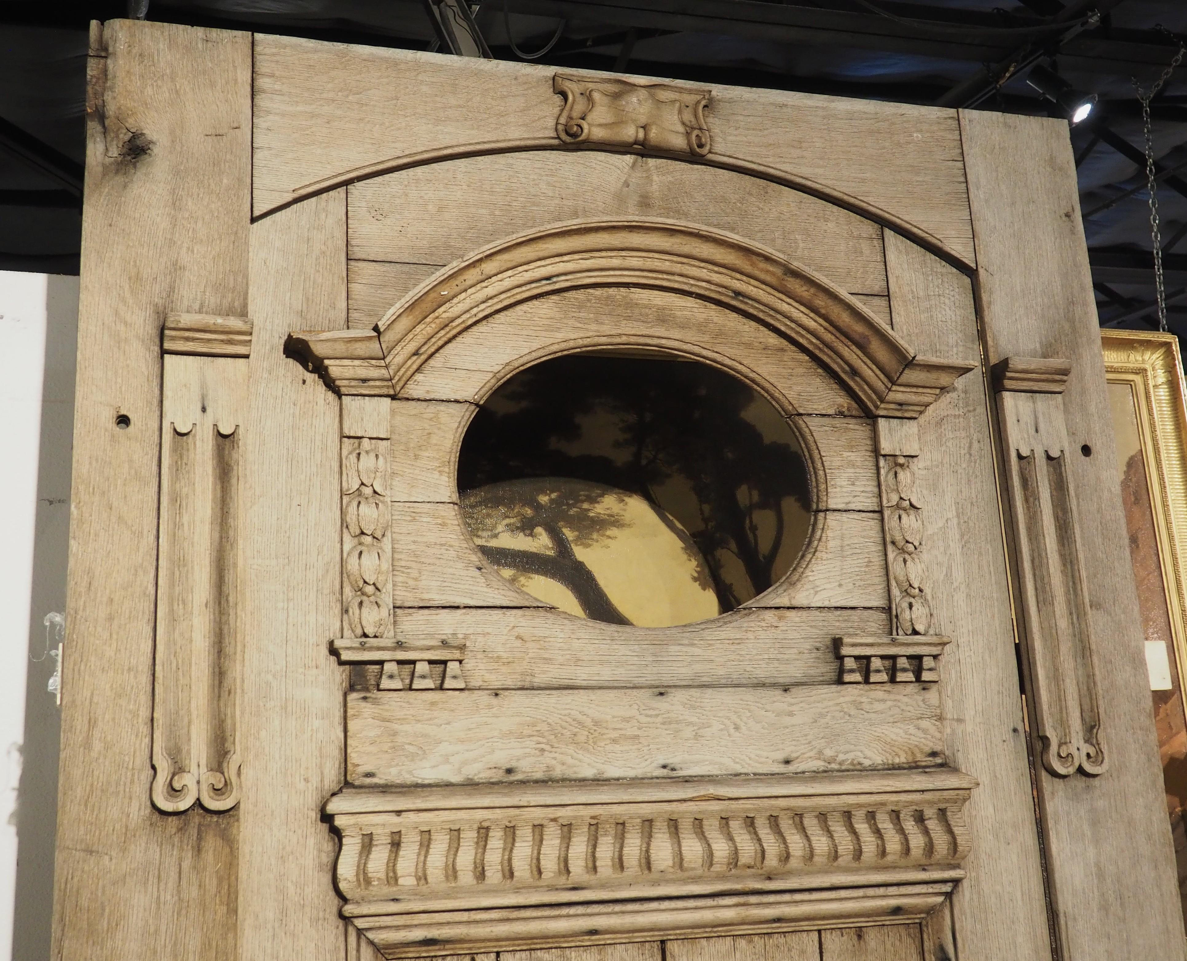 Antique French Entry Door with Original Frame in Weathered Oak, Circa 1880 For Sale 9