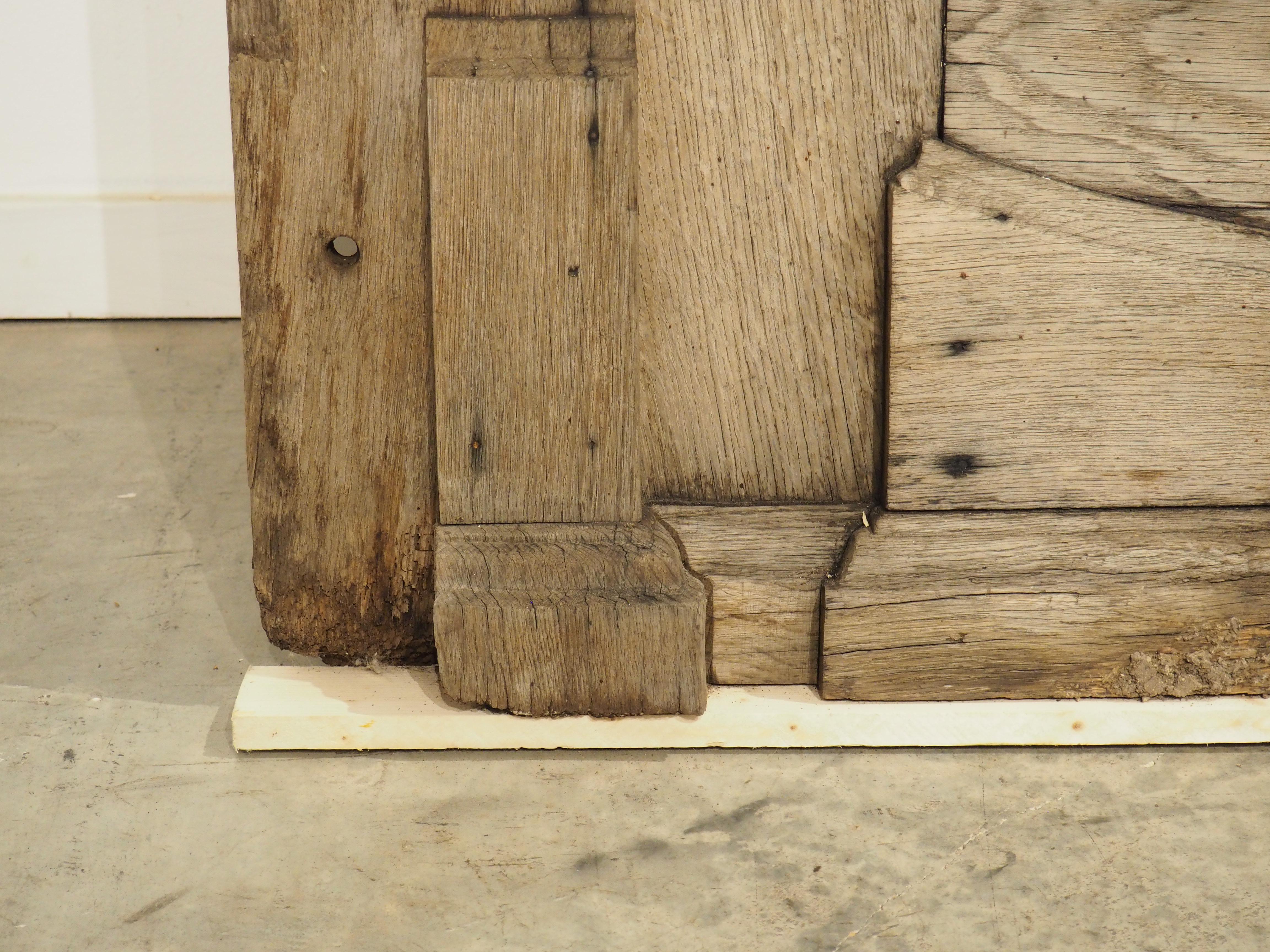 Antique French Entry Door with Original Frame in Weathered Oak, Circa 1880 For Sale 11