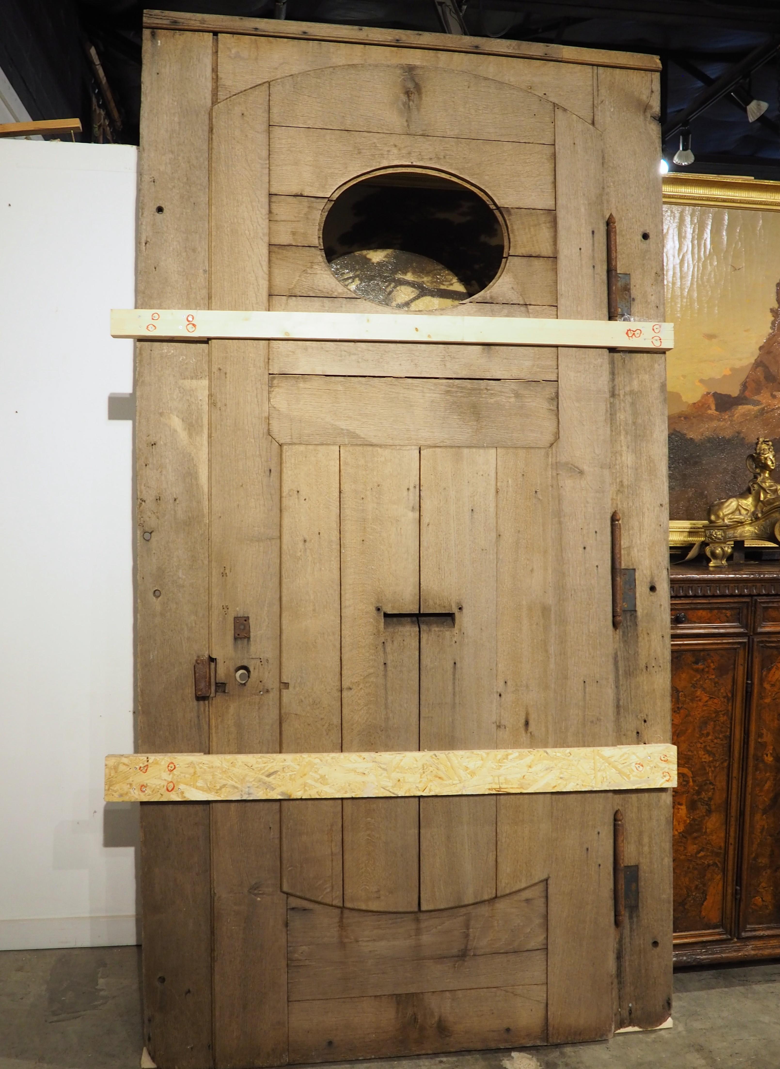 Antique French Entry Door with Original Frame in Weathered Oak, Circa 1880 For Sale 13