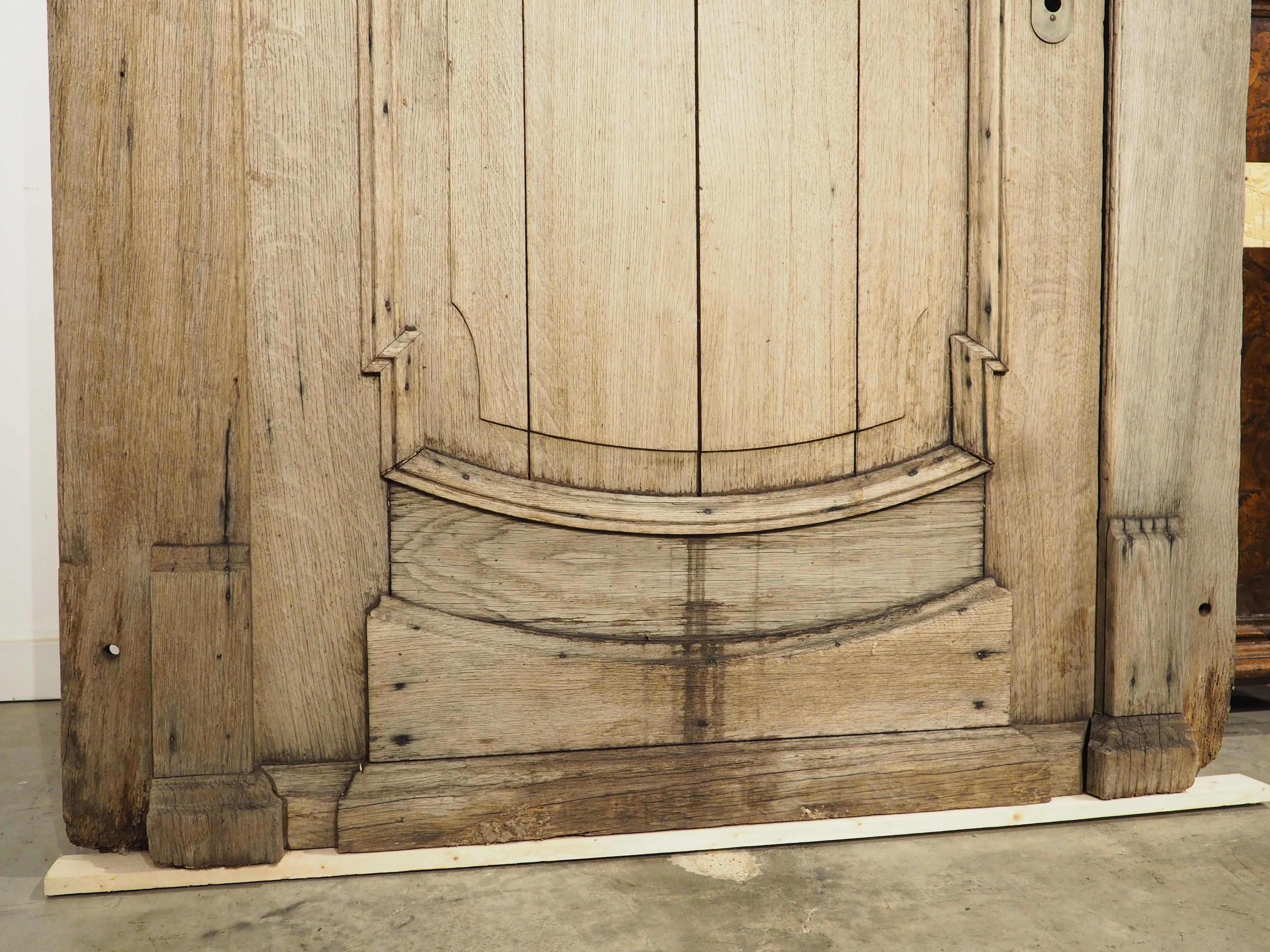 19th Century Antique French Entry Door with Original Frame in Weathered Oak, Circa 1880 For Sale