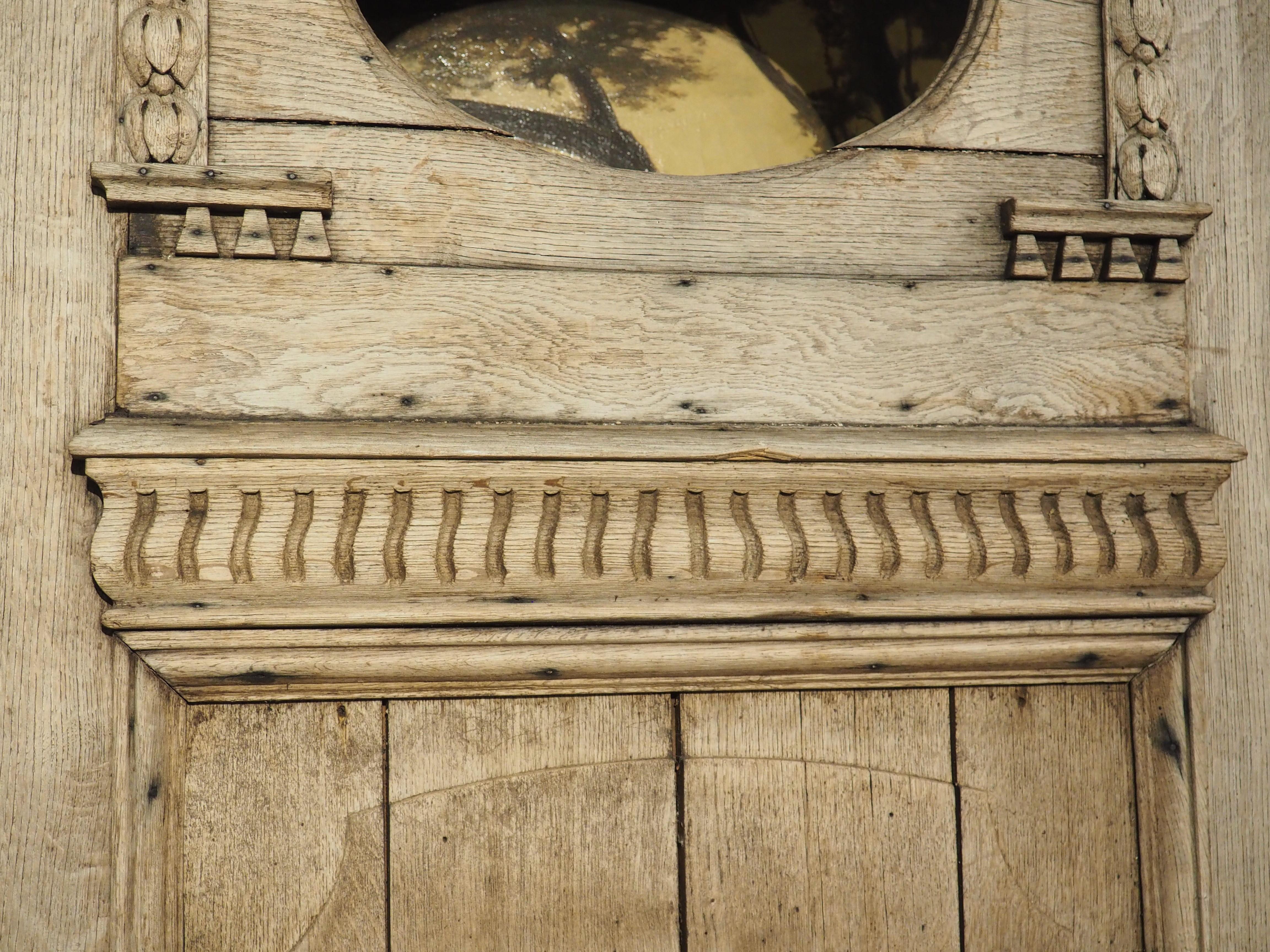 Metal Antique French Entry Door with Original Frame in Weathered Oak, Circa 1880 For Sale