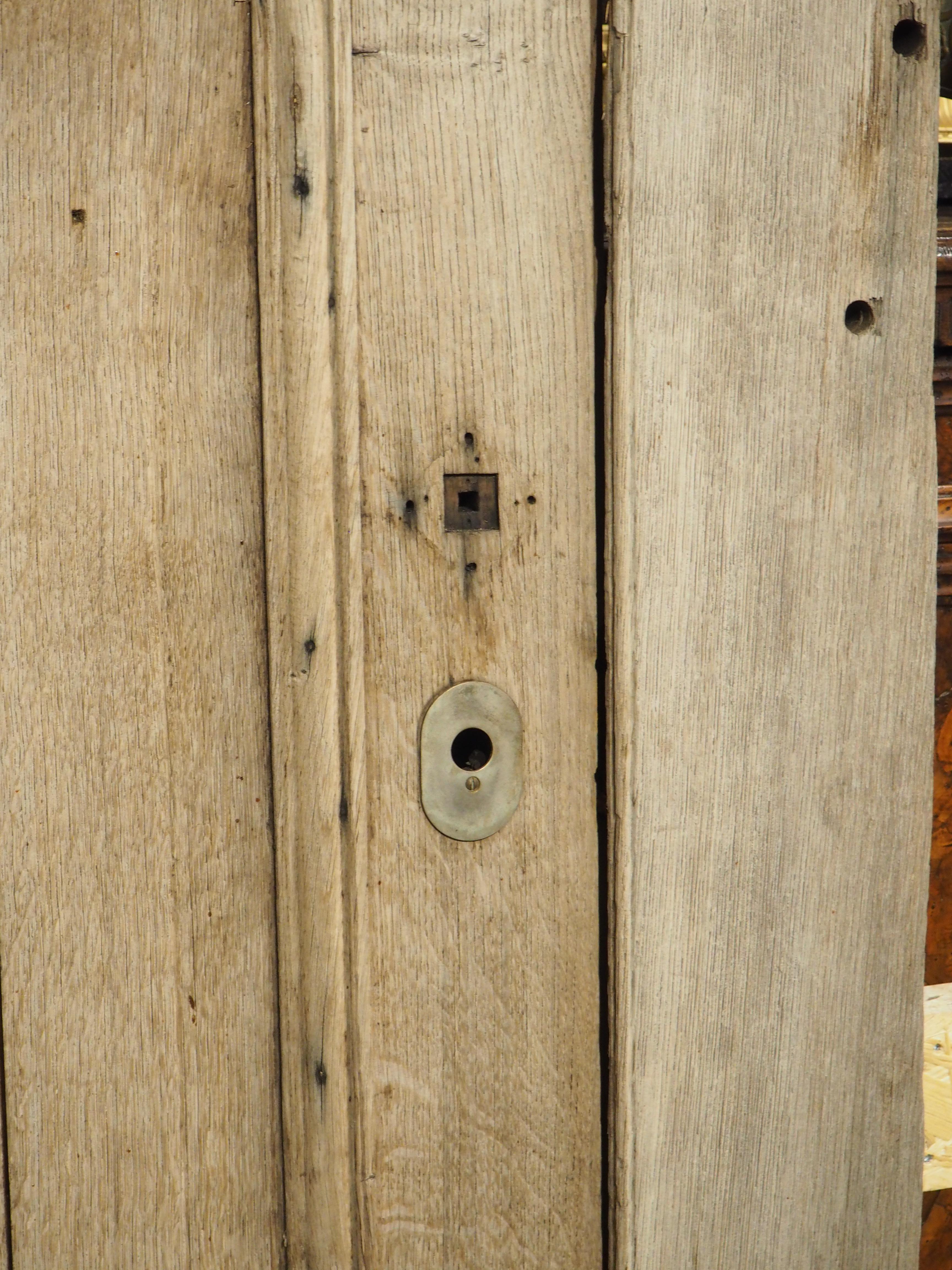 Antique French Entry Door with Original Frame in Weathered Oak, Circa 1880 For Sale 1