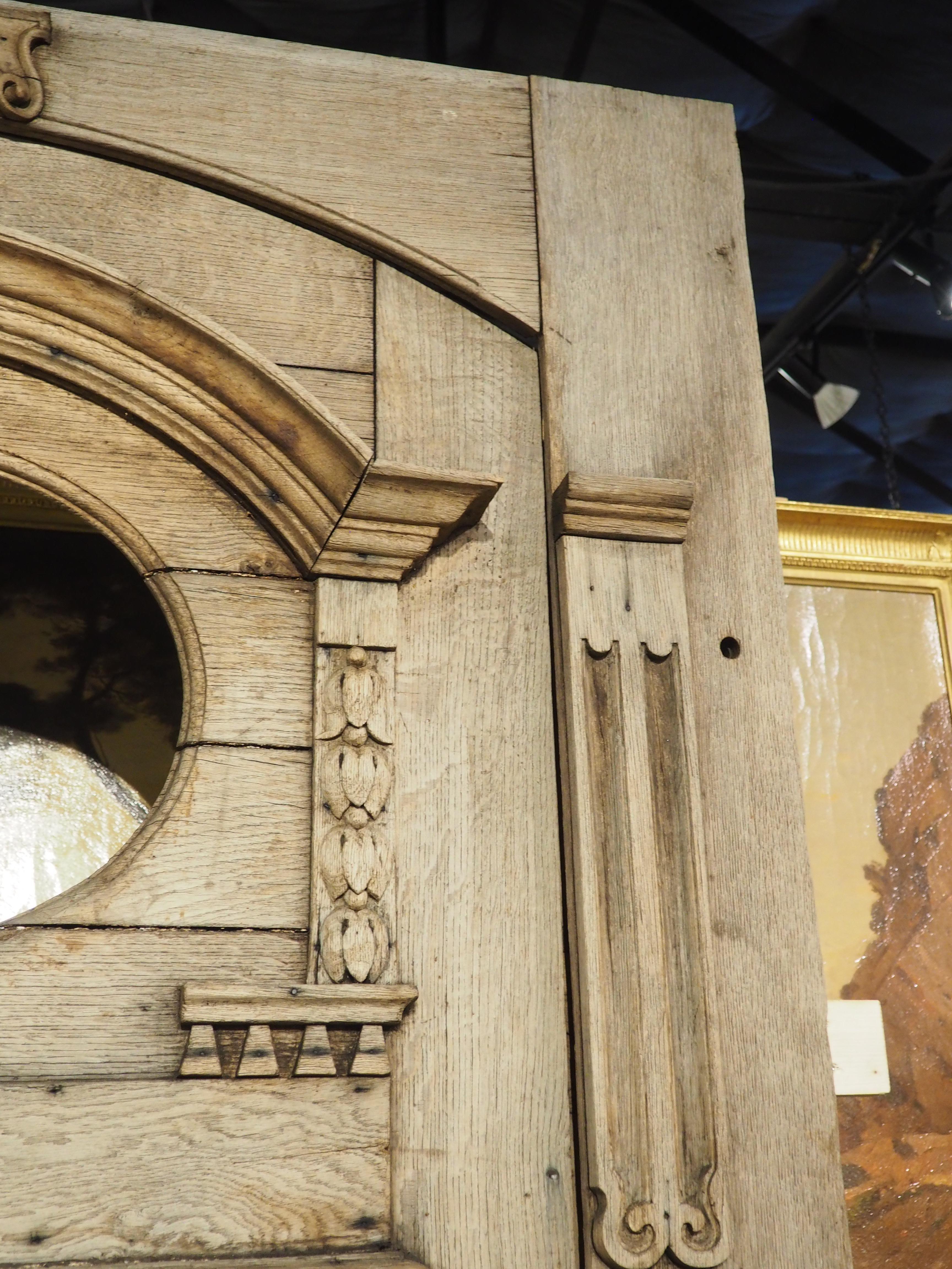 Antique French Entry Door with Original Frame in Weathered Oak, Circa 1880 For Sale 2