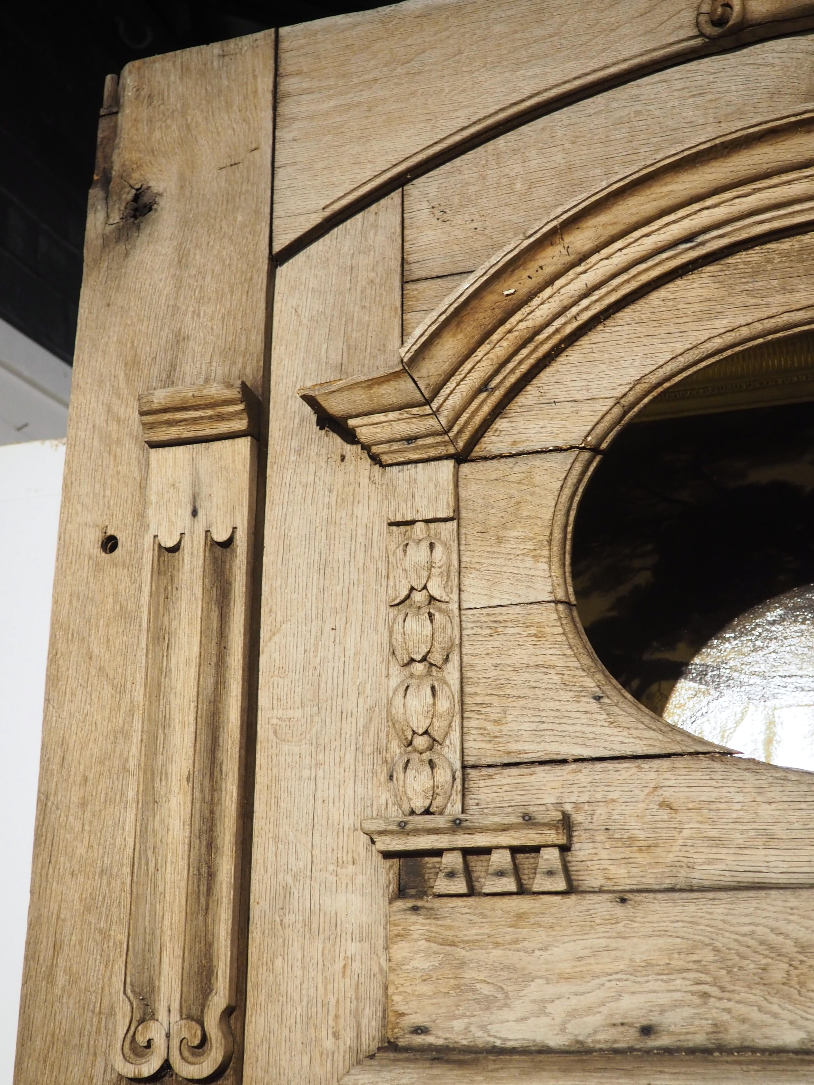 Antique French Entry Door with Original Frame in Weathered Oak, Circa 1880 For Sale 3